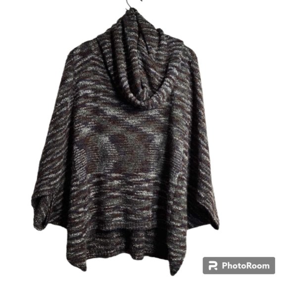 Chloe K Hi-Lo Multi Colored Boxy Poncho Sweater Size XL - Picture 5 of 12